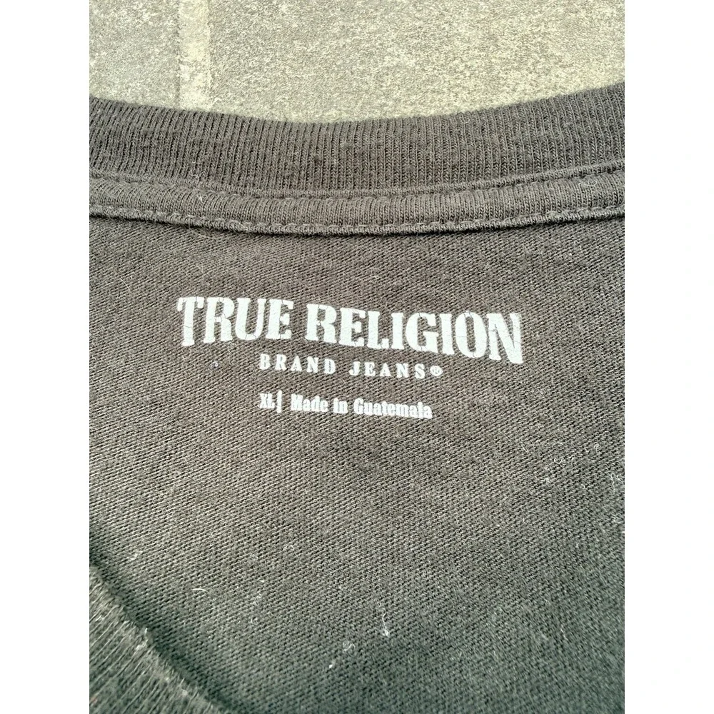 True Religion Men's Short Sleeve Crew Neck Black Logo Graphic T-shirt Size XL